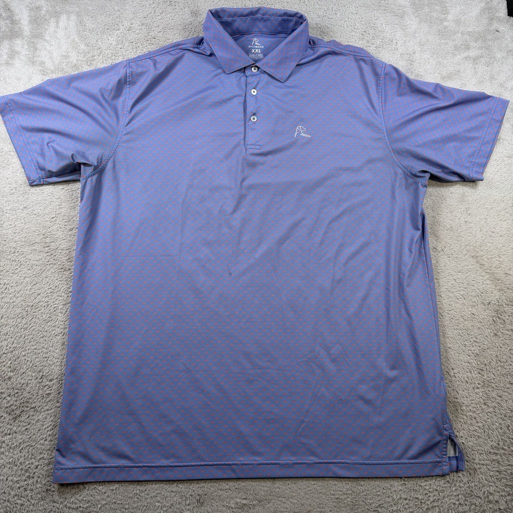 Rhoback Polo Shirt Mens 2XL Blue Massachusetts Golf Performance Stretch Active